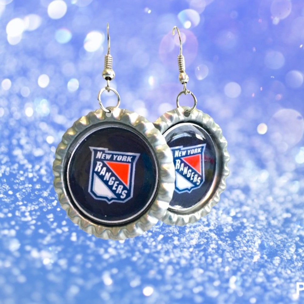 New York RANGERS Handmade Hockey Earrings *NEW*